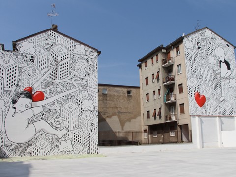 Amore nella street art di Millo a Milano
