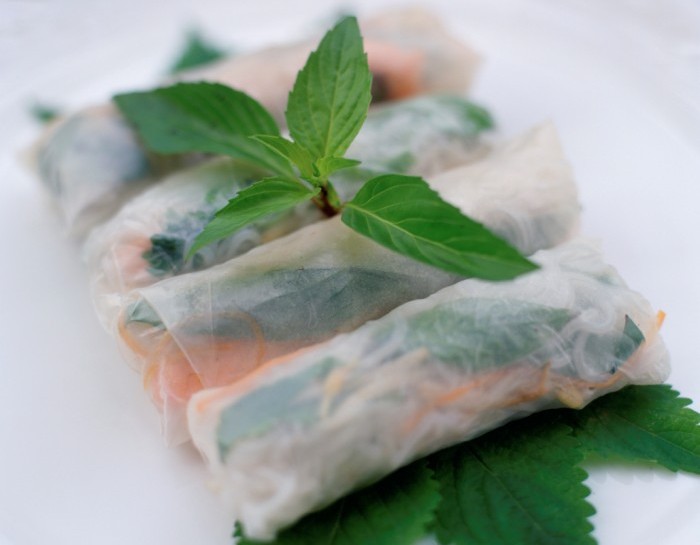 Involtini vietnamiti gamberi e avocado