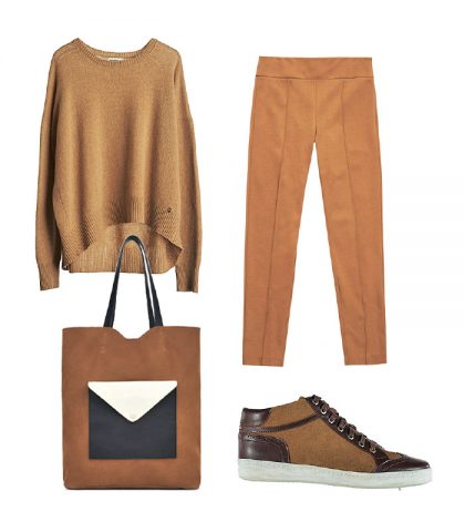 outfit gonna color cammello