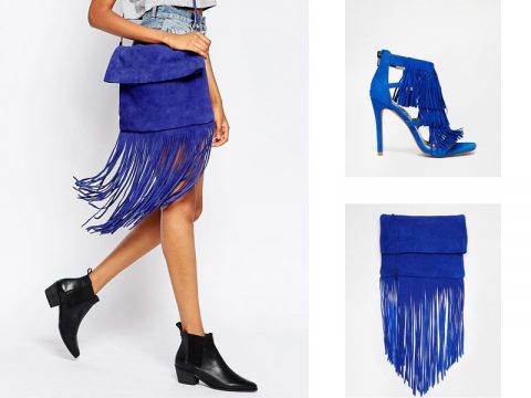 Look strategico: accessori blu con le frange