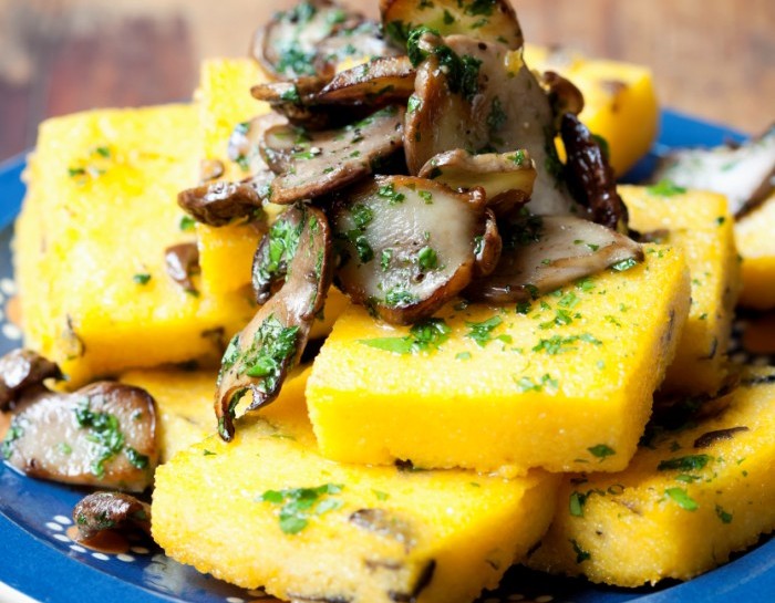 Polenta fritta con funghi