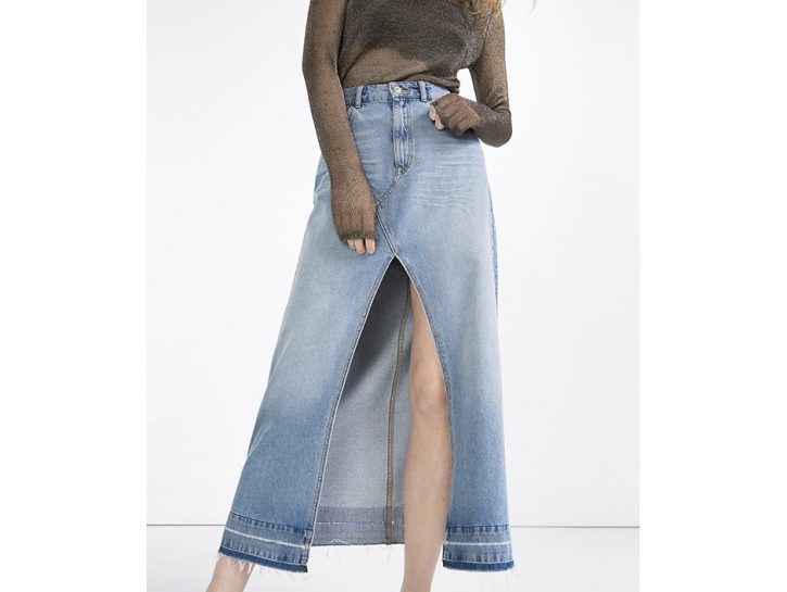 Vicolo Gonna Lunga Gonna Midi Denim Gonna denim a pieghe con paillettes ViCOLO M