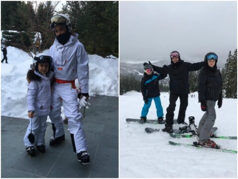 David e Victoria Beckham sulla neve con i figli