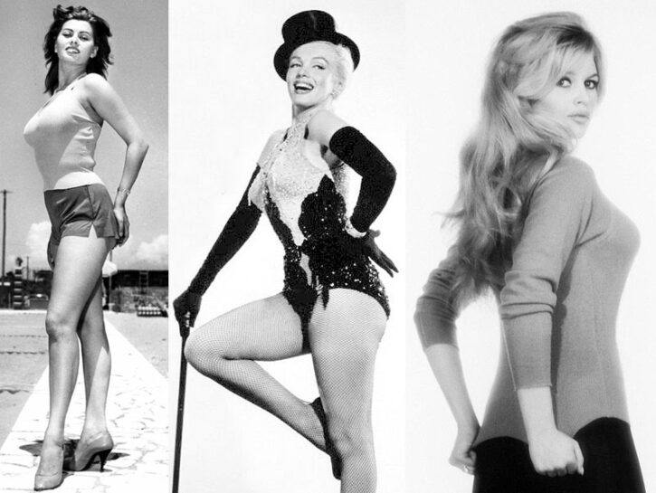 Sophia Loren, Marilyn Monroe e Brigitte Bardot tra le indimenticabili icone curvy del passato.