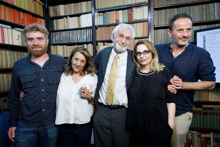 I finalisti del Premio Strega 2017, da sinistra: Paolo Cognetti, Wanda Marasco, Alberto Rollo, Teres