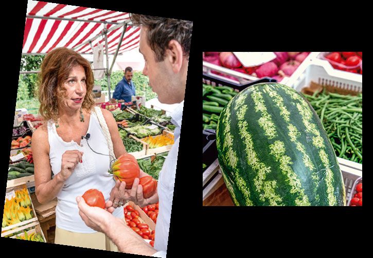 Al mercato con lo chef pomodori cocomero