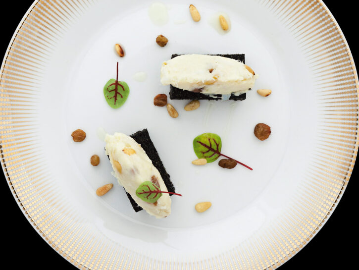 Quenelle baccala crostini polenta