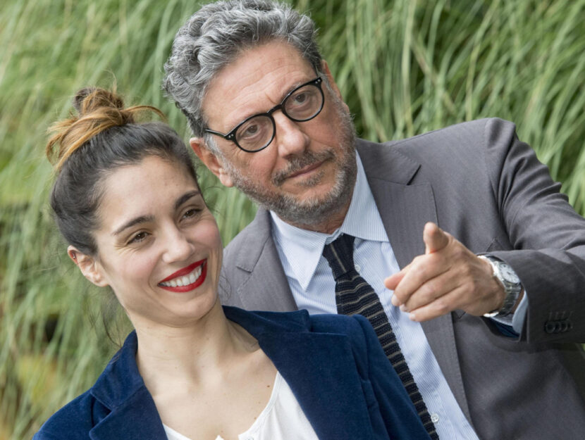 Sergio Castellitto e Caterina Chnnici durante la presentazione del film RAI "Rocco Chinnici. È così lieve il tuo bacio sulla fronte" presso la sede di viale Mazzini a Roma