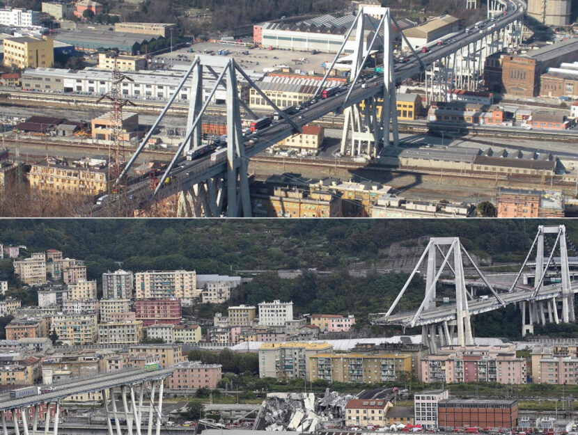 Crolla ponte su autostrada a Genova