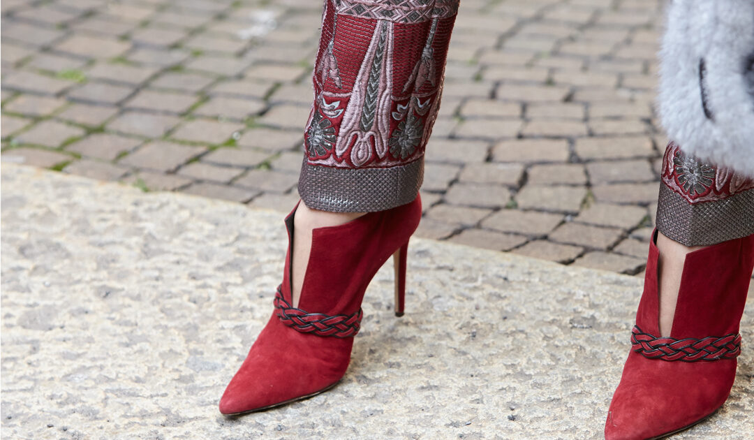 scarpe rosse con tacco in pelle