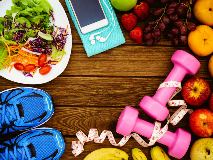 Dieta metabolismo attrezzi fitness cibo