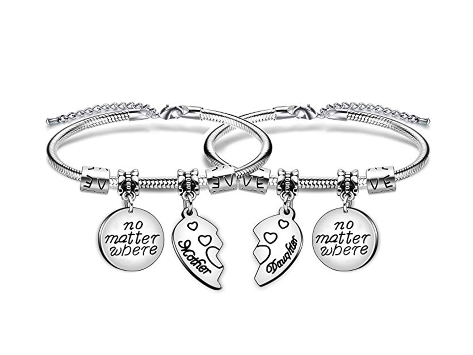 CheersLife Braccialetto madre figlia Braccialetti abbinati in acciaio inossidabile Regalo per madre e figlia Braccialetti a cuore scavato CheersLife Braccialetto madre figlia Braccialetti abbinati in acciaio inossidabile Regalo per madre e figlia Braccialetti a cuore scavato