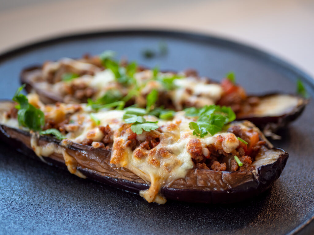 melanzana ripiena di carne avanzata