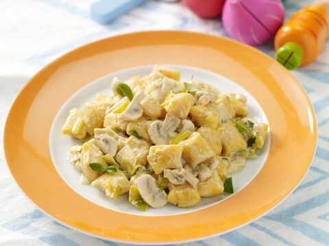 Gnocchetti di zucca con sugo di funghi cremoso