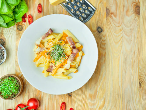 Pasta con zucca e pancetta