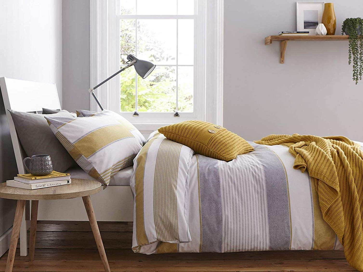 in morbida microfibra spazzolata Set di biancheria da letto con copripiumino e federa 100% microfibra di poliestere spazzolata. Giallo ocra King Brentfords 
