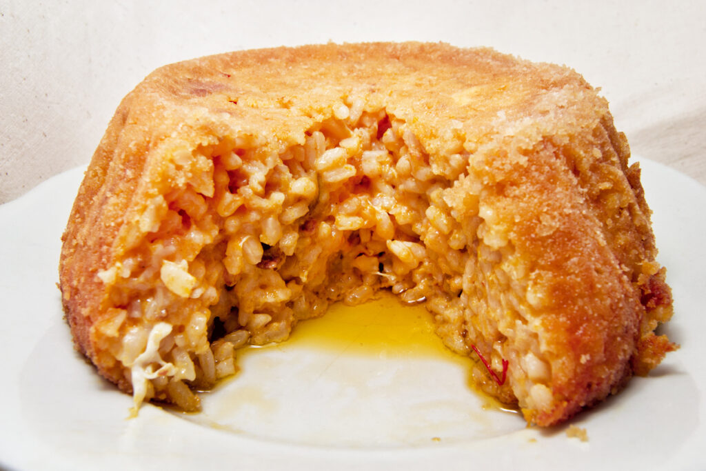 Timballo di riso aperto