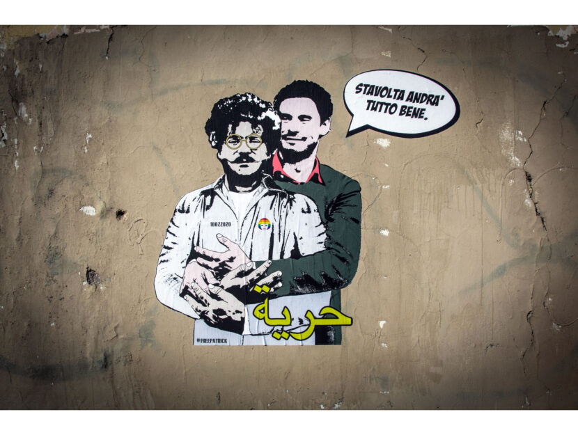 Il murales dedicato a Zaki e Regeni, realizzato dalla street artist Laika a Roma