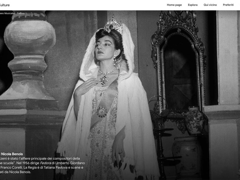 Maria Callas in Fedora 1955, Vestire Maria Callas, Teatro alla Scala Google Arts & Culture