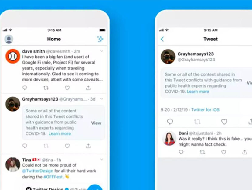 Un esempio di tweet "oscurato" da una speciale etichetta che invita a prendere con le pinze le infor