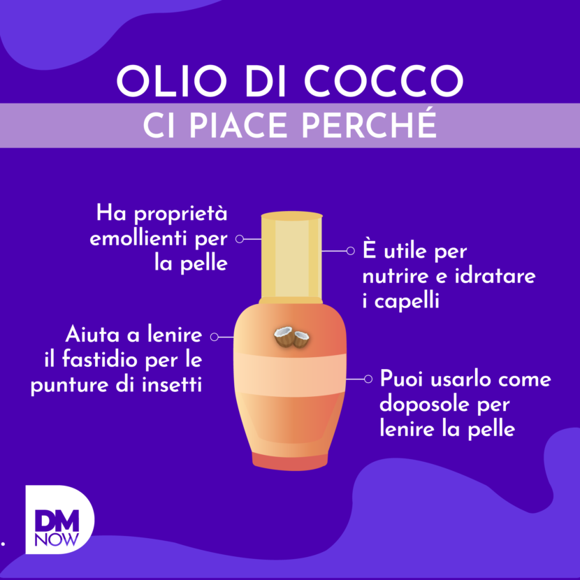Infografica sull'olio di cocco, dal profilo Instagram DMNow