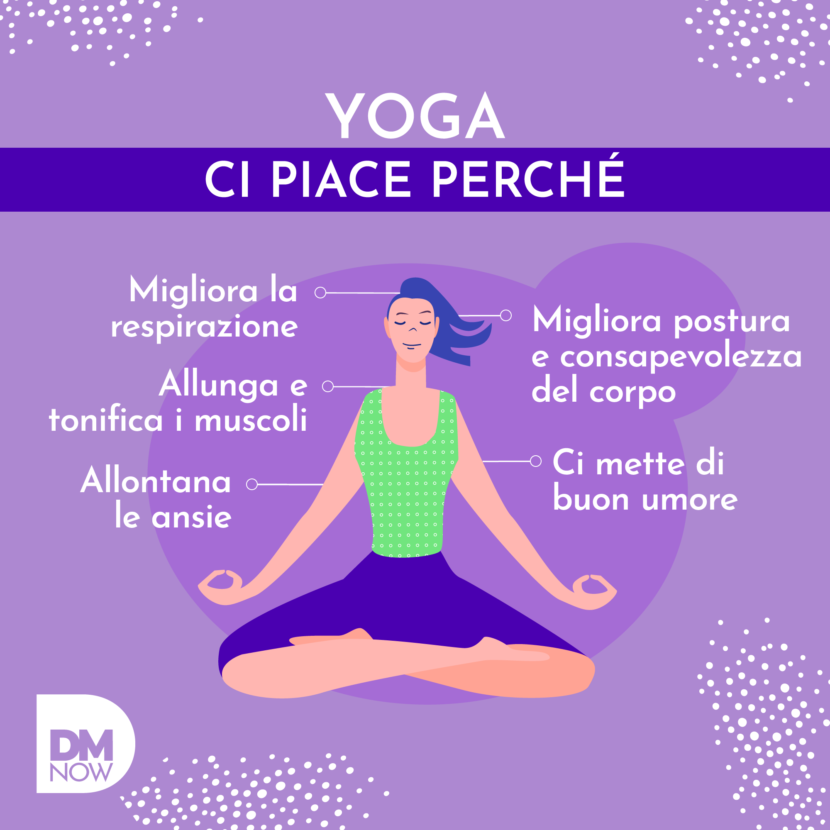 Infografica sul perché ci piace lo yoga, dal profilo Instagram DMNow