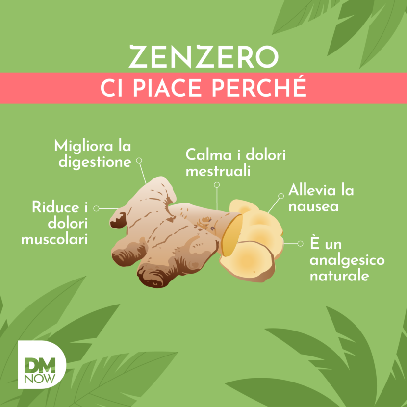 Infografica sullo zenzero, dal profilo Instagram DMNow