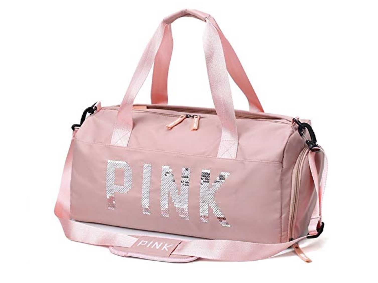Marvolia Borsa Larga Donna Leggera, 38x33x12.7 Cm, 16L, Con Tasche E Porta Acqua, Rosa, Per Lavoro, Viaggio, Palestra, Shopping