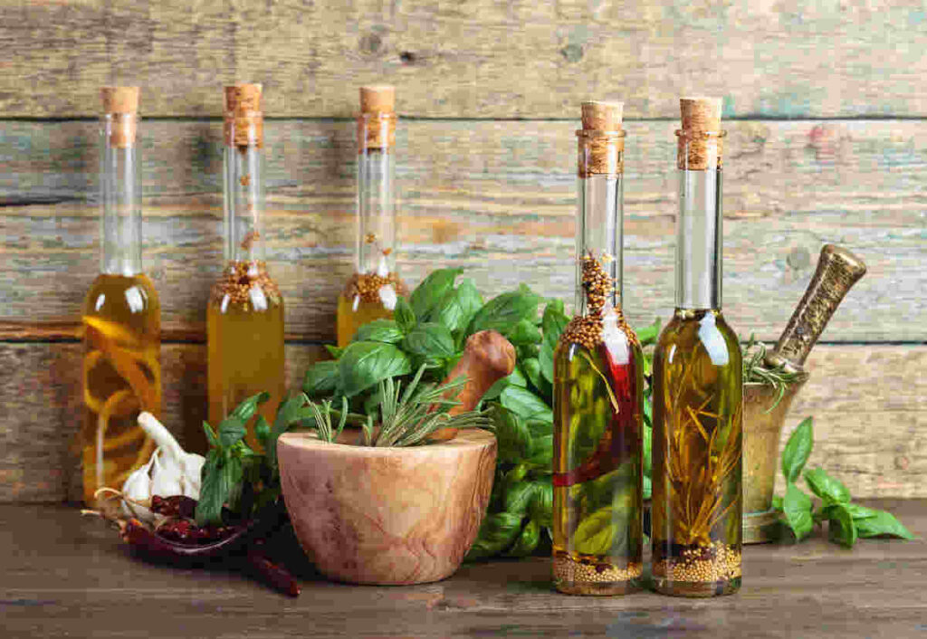 Olio d'oliva con spezie diverse