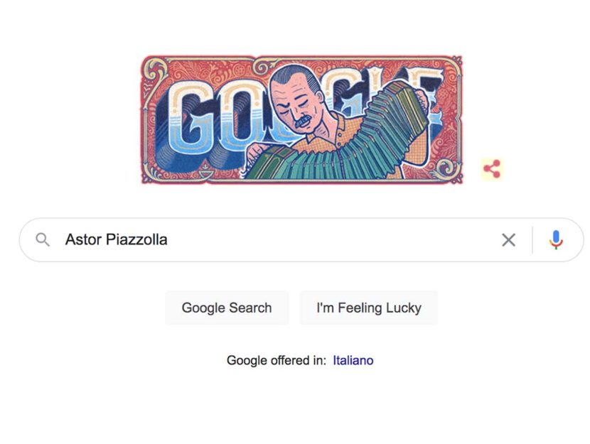 Il doodle di Google dedicato ad Astor Piazzolla