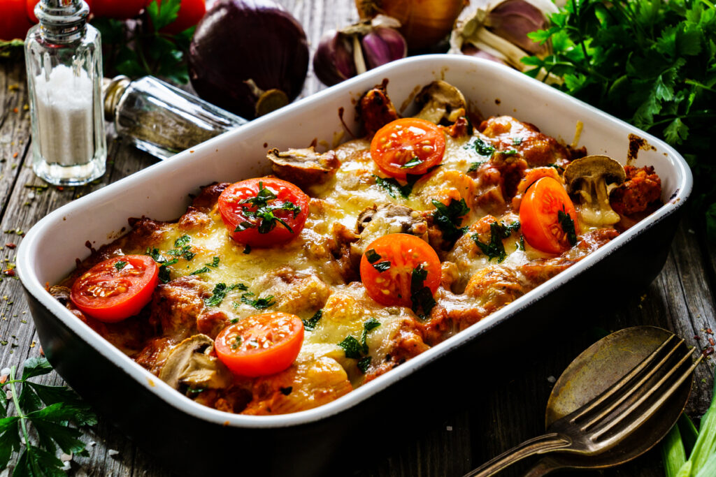 pirofila con pasta al forno con verdure