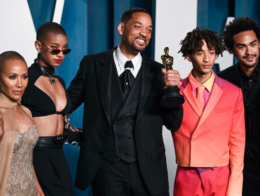 Will Smith con la moglie, moglie, Jade Pinkett Smith, e i tre figli: Willow, Jadn e Trey, nato dal p