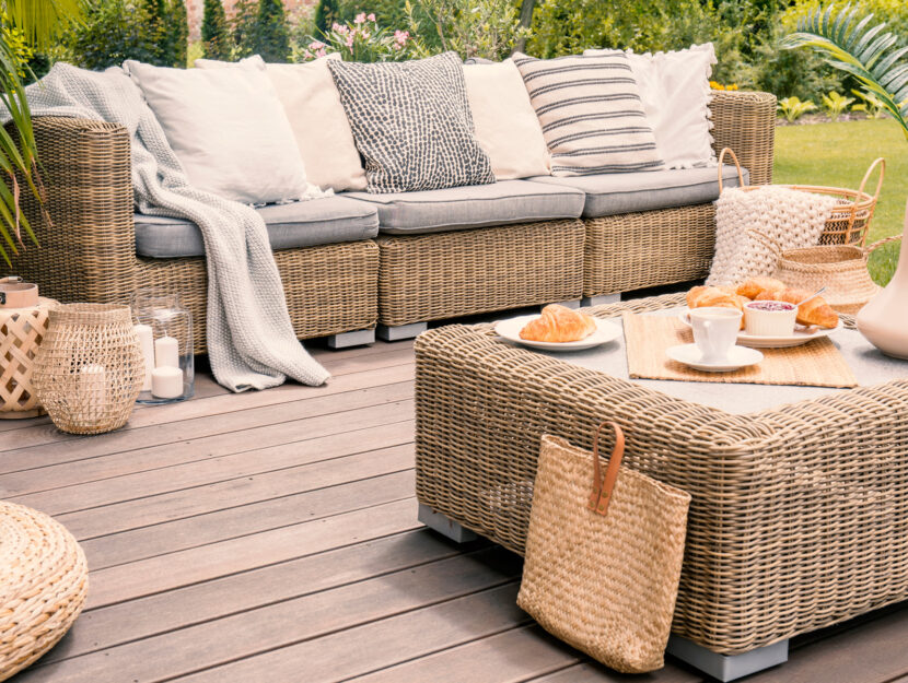 Veranda con mobili rattan