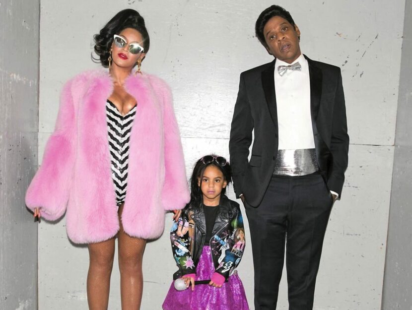 Beyoncé con il marito Jay-Z, rapper e produttore, e la prima figlia Blue Ivy,