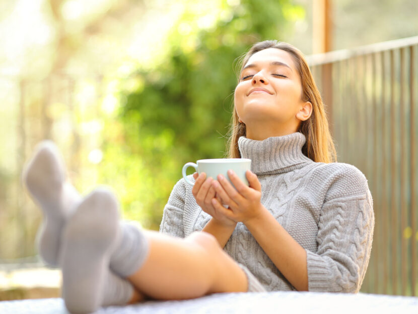 Donna autunno inverno tazza maglione benessere respiro