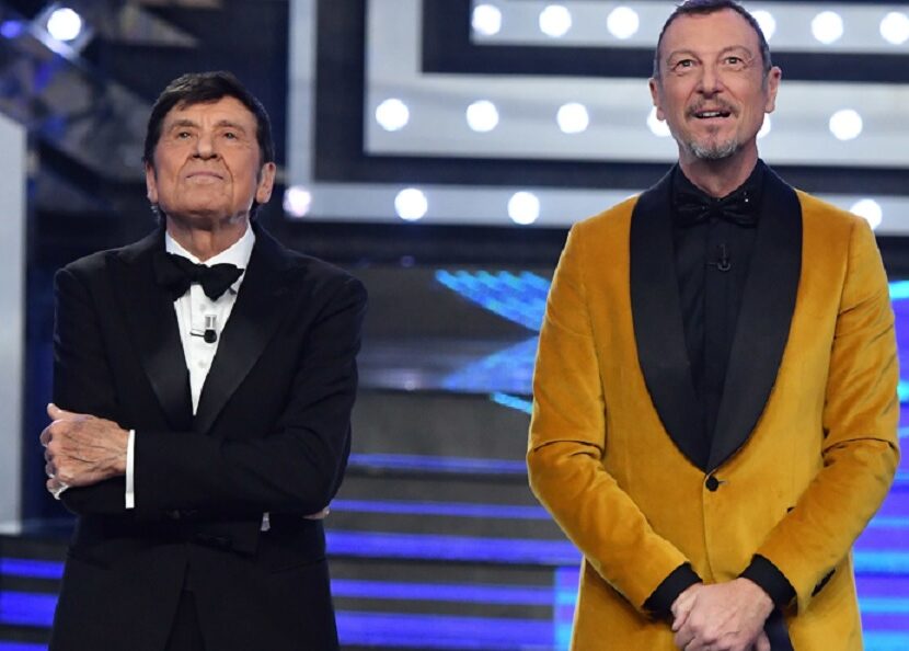 Gianni Morandi e Amadeus al teatro Ariston