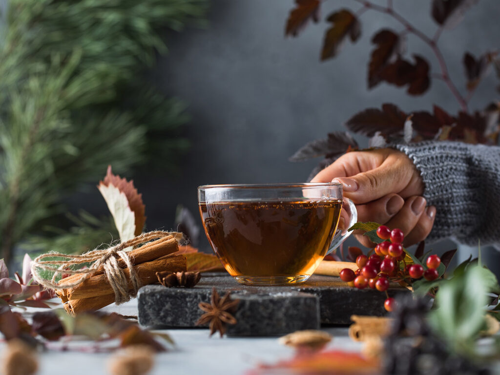 Donna te tisana infuso tazza inverno