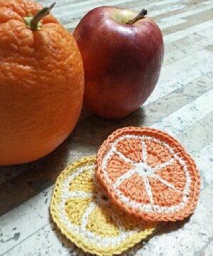 Schema uncinetto: sottobicchieri a forma arancia e limone, tutorila