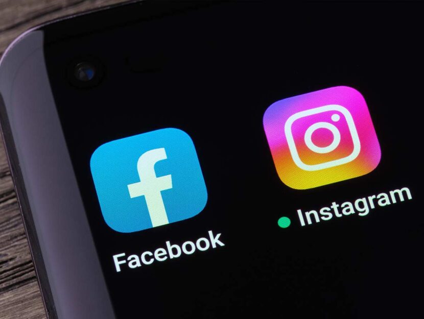 Schermata smartphone con le app di Facebook e Instagram