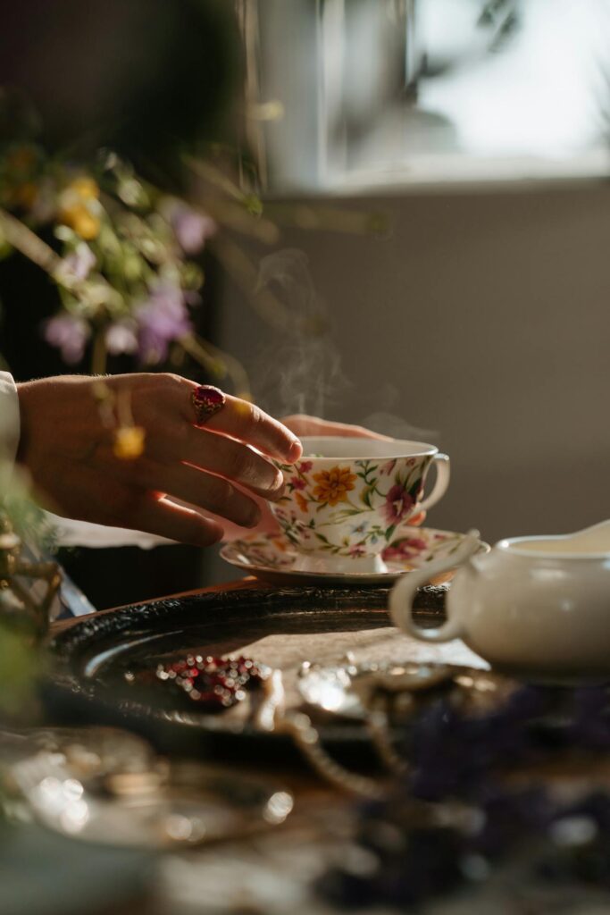 tazza di the fumante 