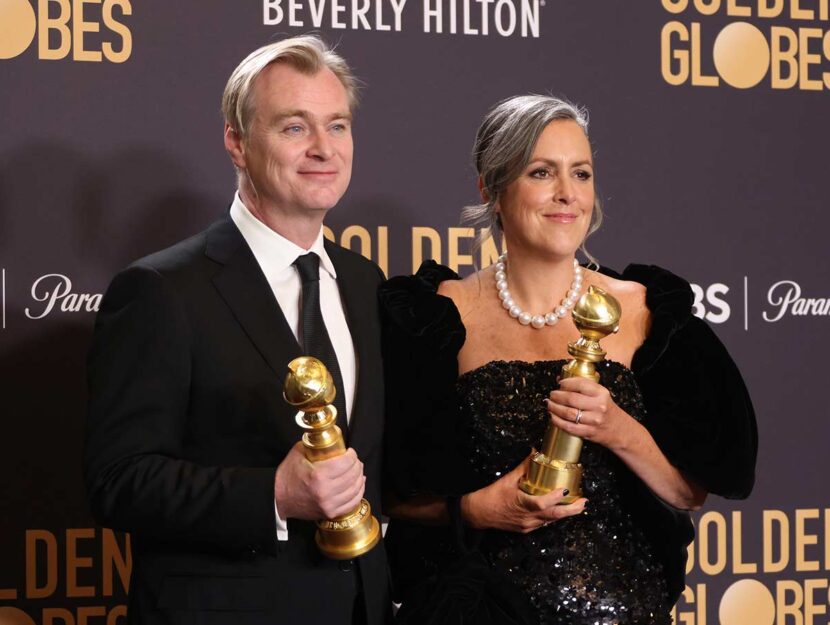 Golden Globe 2024, Christopher Nolan è la moglie Emma Thomas