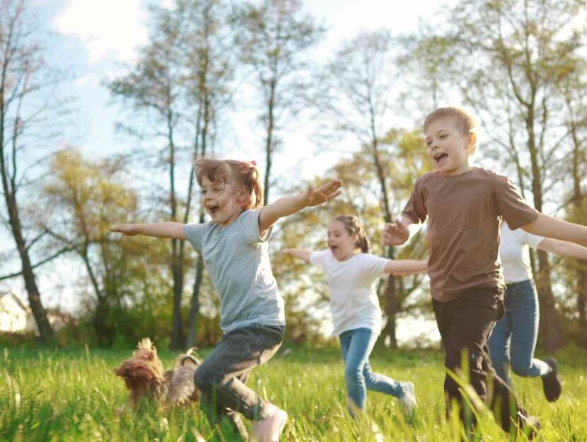 Alcuni bambini giocano in un parco