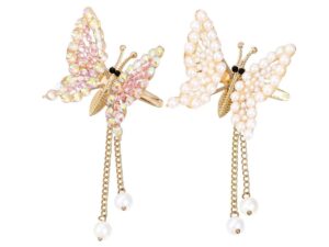 Fermaglio Per Capelli Africano A Farfalla Con Perle E Paillettes, Trend Magic, Nuovo Con Etichette