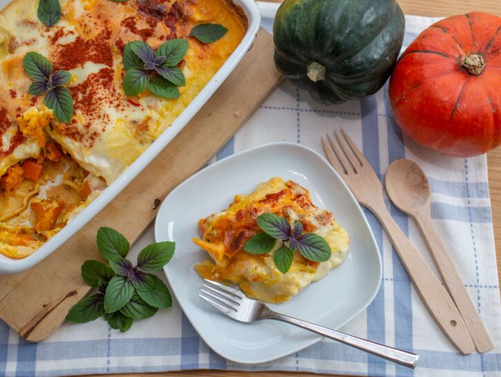 Lasagne autunnali con zucca e mozzarella