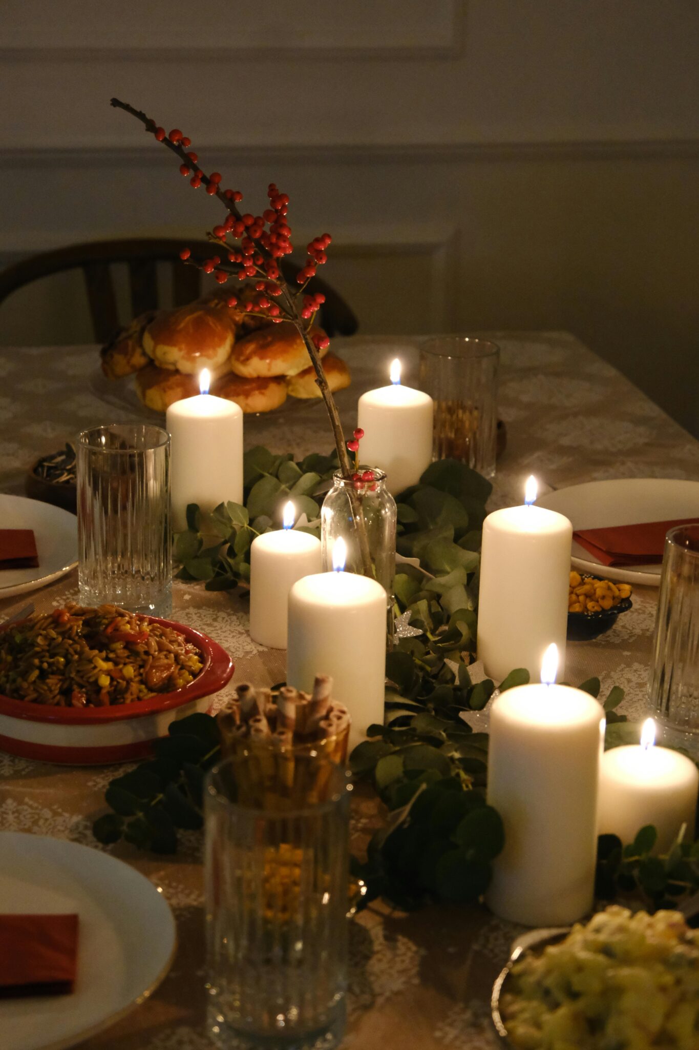 centrotavola di natale con candele