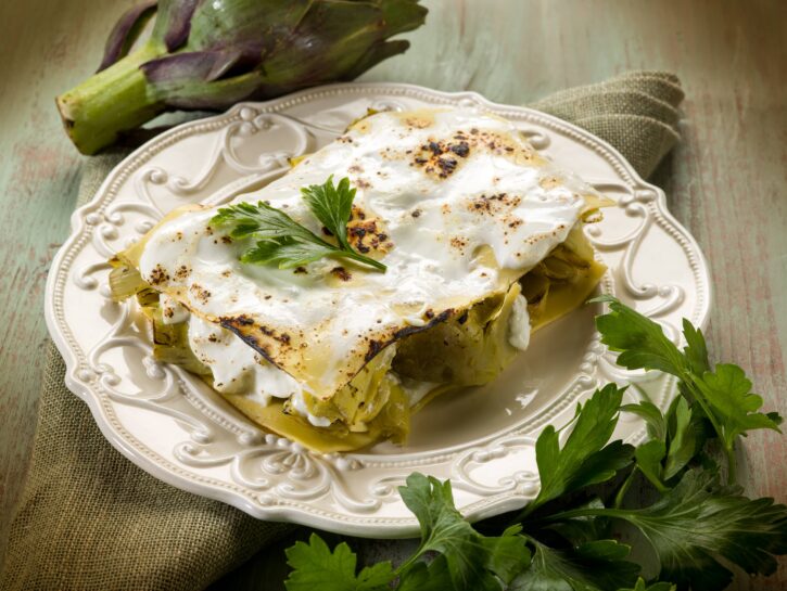Lasagne ai carciofi e taleggio