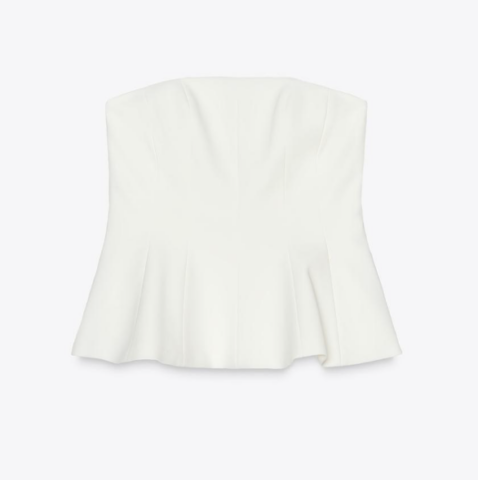 Top da donna alla moda con maniche a sbuffo girocollo plissettato