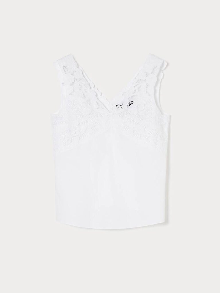 top in cotone e pizzo