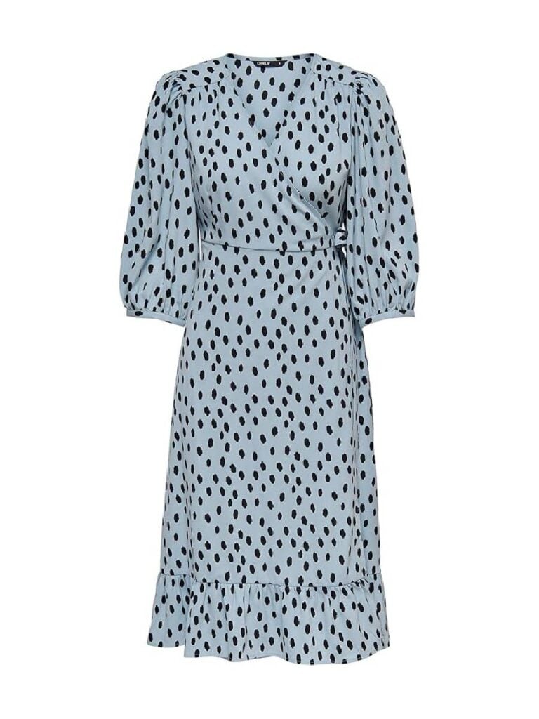 abito midi a portafoglio con pois