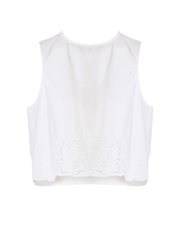 top in cotone e pizzo